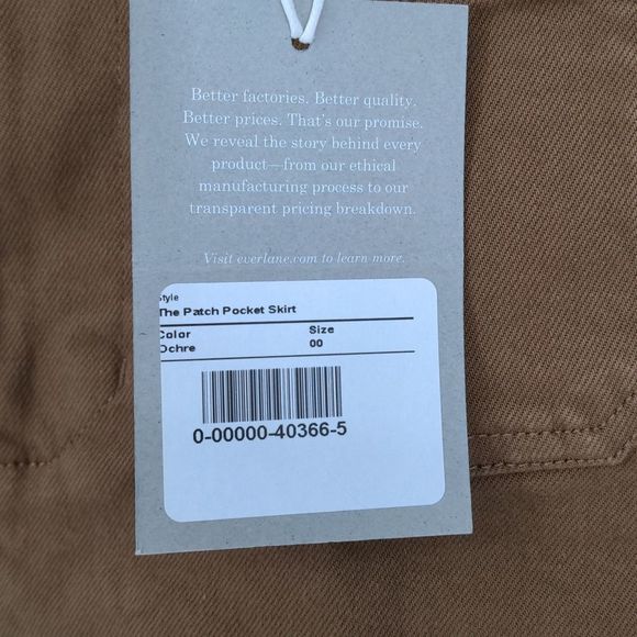 Everlane‎ Women's The Patch Pocket Skirt Size 00 Ochre - Picture 3 of 11